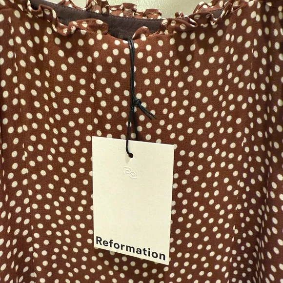 Reformation Lilibet Dress Brown - Size 6 - Picture 5 of 7